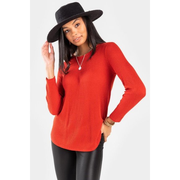 Francesca's | NWT Lana Button Back Waffle Knit Top - Picture 12 of 16